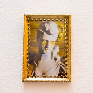 Vintage Framed Ornate Gold Drip Modern Art Photograph Greek Roman Statue