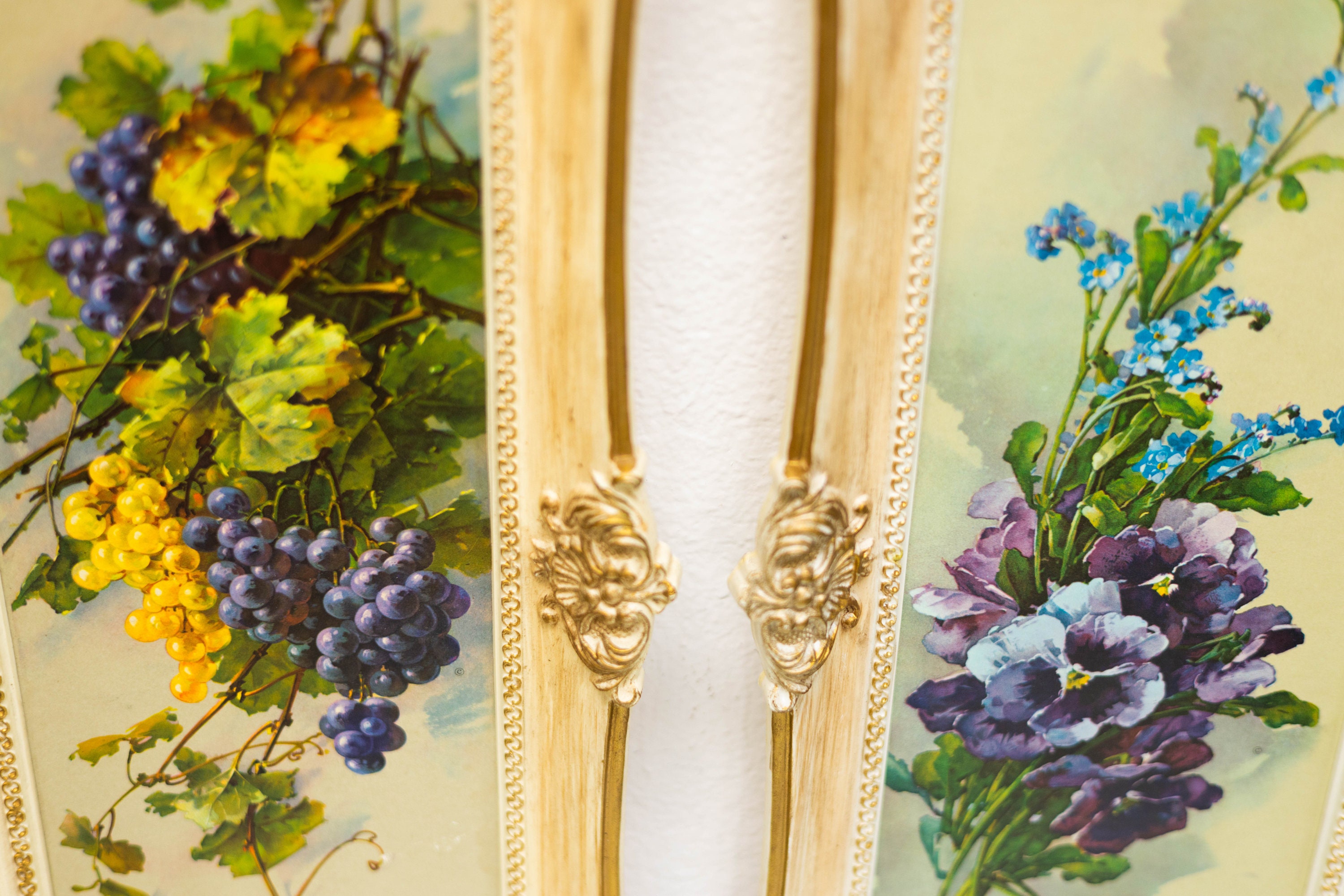 Vintage Turner Wall Art Prints: Mid-century Flowers & Grapes