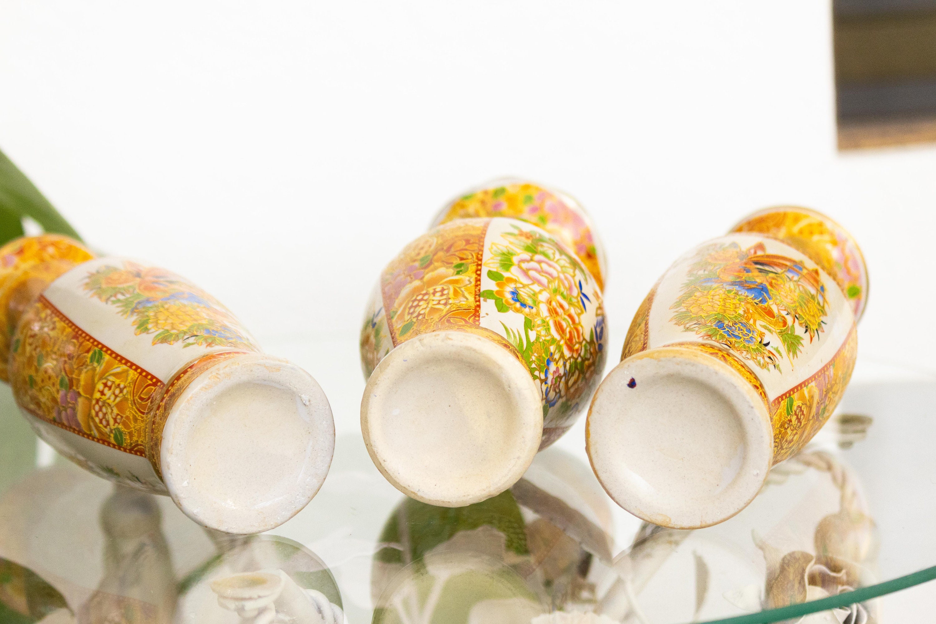 ヴィンテージ薩摩様式の花瓶：金彩花鳥文様、3個セット - Etsy 日本