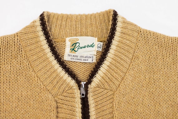Vintage 60s Camel Hair Wool Sweater Cardigan - image 3