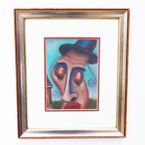 Surreal Jewish Picasso Style Framed Art Portrait