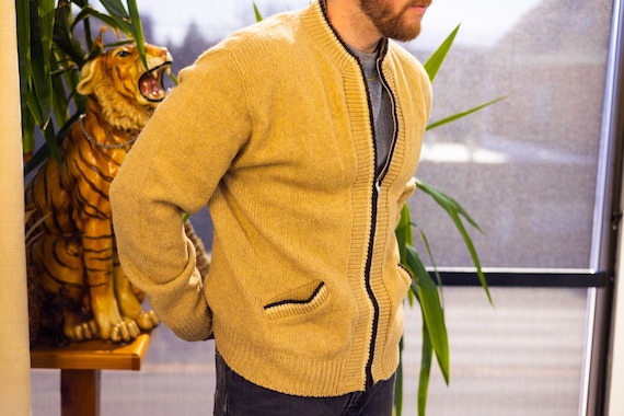 Vintage 60s Camel Hair Wool Sweater Cardigan - image 2