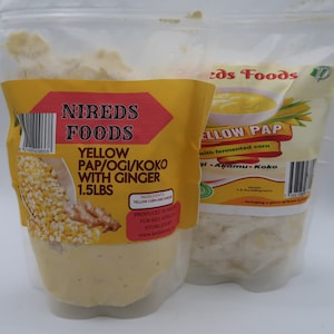 Nigerian Homemade Ogi. Frozen Pap. Fresh Yellow Pap. Ogi. Akamu white/yellow/yellow with ginger  or brown 1.5lbs