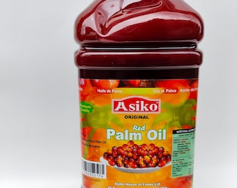 Asiko originele rode palmolie 2 liter | Pure rode palmolie om te koken | Palmfruitolie | Authentieke rode olie voor stoofschotels, sauzen en meer