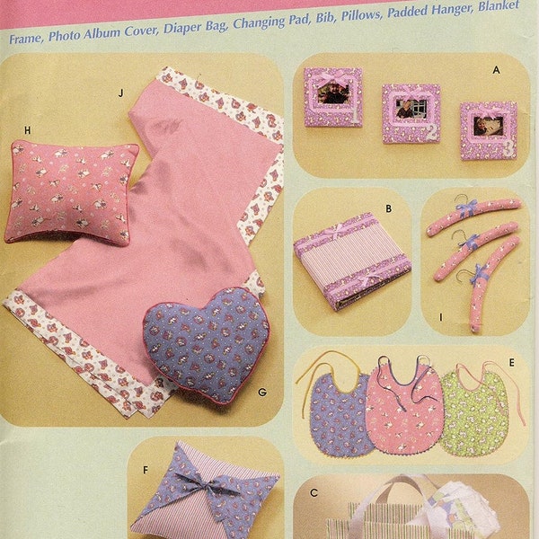 Simplicity Sewing Pattern 4642 - Use to Make - Baby Gift Items - Frame, Bib, Changing Pad, Pillow, Hanger, Blanket