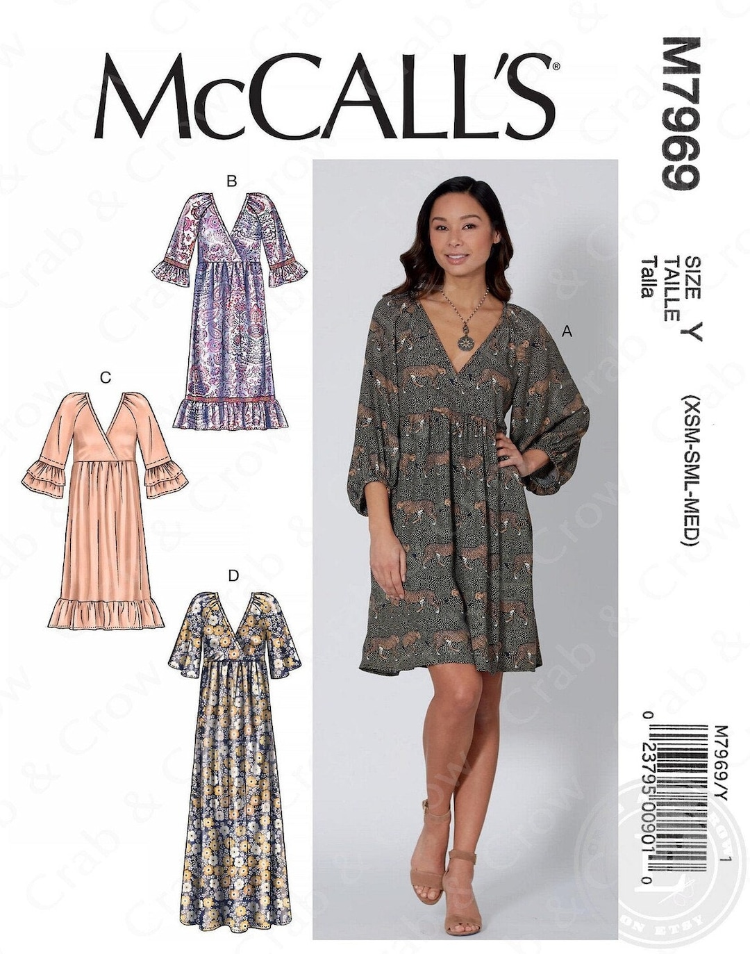 Mccall's 7969 Uncut Sewing Pattern Size XSSM and LXLXXL Misses