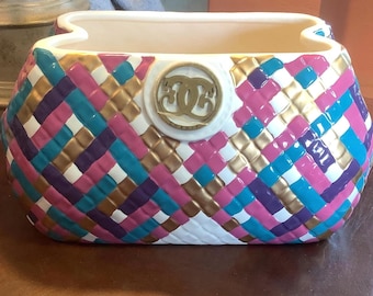 Ceramic Clutch Purse from David’s Cookies Purse Collection. 8” long x 5” wide x 4.5” deep, no chips, no cracks.