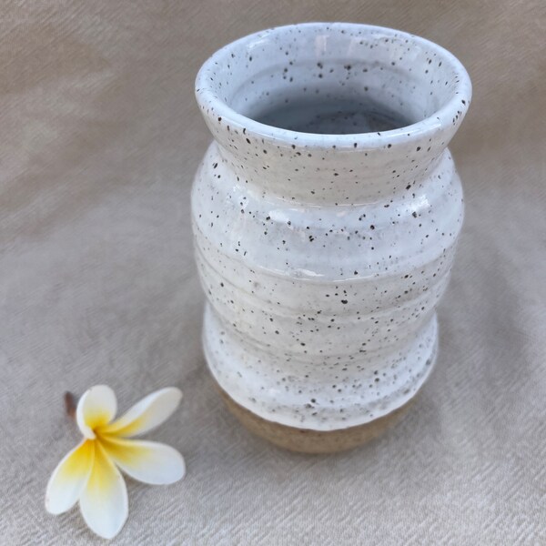 White Rustic Ceramic Vase (bobble): handmade pottery (perfect ceramic lovers gift, ready to ship)