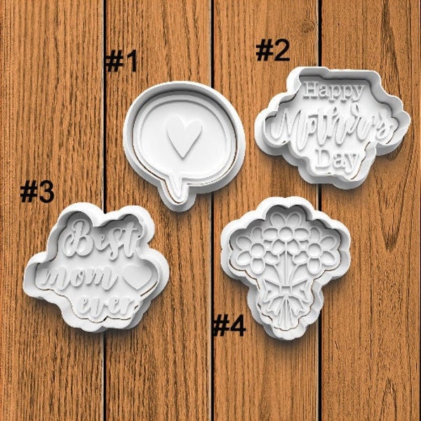 Mother's Day Cookie Cutter | Cookie Stamp | Cookie Embosser | Cookie Fondant | Clay Stamp | Mom | Flowers | Happy Mother's Day | Best Mom