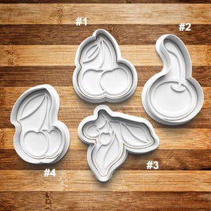 Cherry Cookie Cutter | Cookie Stamp | Cookie Embosser | Cookie Fondant | Clay Stamp | Cherries | Fruit