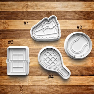 Tennis Cookie Cutter | Cookie Stamp | Cookie Embosser | Cookie Fondant | Clay Stamp | Tennis Racket | Tennis Ball | Tennis Court | Ceramic
