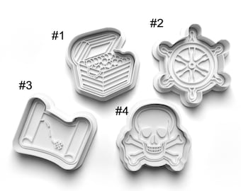 Pirate Cookie Cutters || 3D Printed Cutters || Pirate Cookie Stamps || Cookie Cutter Set || Party Cookie Cutter || Fondant Stamp || Treasure