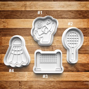 Badminton Cookie Cutters | 3D Printed Cookie Cutter | Cookie Stamp | Clay Cutter Stamp | Shuttlecock | Racket | Sport