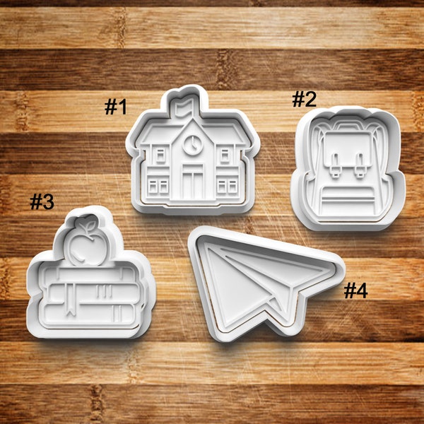 School Cookie Cutter | Cookie Stamp | Cookie Embosser | Cookie Fondant | Clay Stamp | School books | Cookie Cutter Set | Back to School