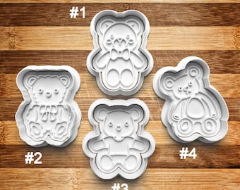 Teddy Bear Cookie Cutter | Cookie Stamp | Cookie Embosser | Cookie Fondant | Clay Stamp | Stuffed Bear | Clay Earring Cutter | Bear