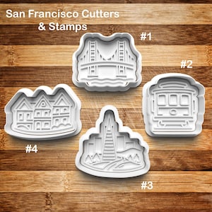 San Francisco Cookie Cutter | Cookie Stamp | Cookie Embosser | Cookie Fondant | Clay Stamp | Golden Gate Bridge | Trolley