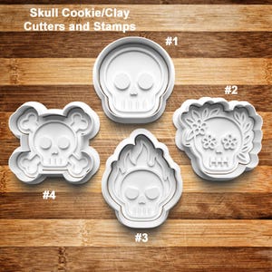 Skull Cookie Cutter Set | Cookie Stamp | Cookie Embosser | Cookie Fondant | Skull Cross Bones | Skull Flowers | Skull Flames