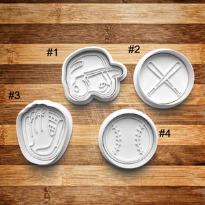 Baseball Cookie Cutter || Cookie Stamp || Cookie Embosser || Cookie Fondant || Clay Stamp || Baseball Helmet || Baseball Glove || Past Time