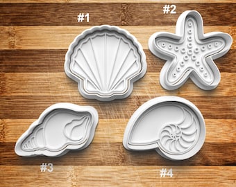 Sea Shell Cookie Cutter | Cookie Stamp | Cookie Embosser | Cookie Fondant | Clay Stamp | Clay Earring Cutter | Ocean | Shells | Sea Life