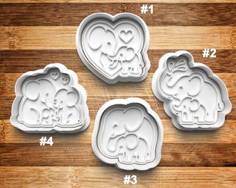 Elephant Family Cookie Cutter Set | Cookie Stamp | Cookie Embosser | Cookie Fondant | Wildlife | Zoo