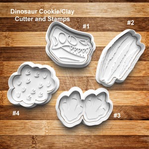 Dinosaur Cookie Cutter Set | Cookie Stamp | Cookie Embosser | Clay Cutter | Cookie Fondant | Skull | Claw Marks | Dinosaur Tracks