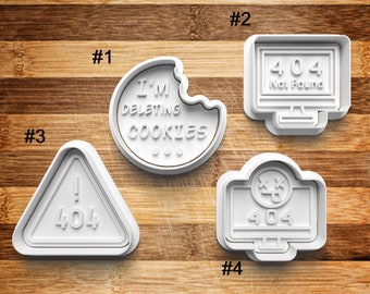 Computer 404 Cookie Cutter | Cookie Stamp | Cookie Embosser | Cookie Fondant | Clay Stamp | 404 error | Deleting Cookies | Not Found