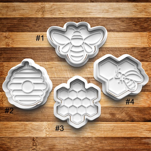 Bee Cookie Cutter | Cookie Stamp | Cookie Embosser | Cookie Fondant | Clay Stamp | Hive | Honeycomb| Honey | Cookie Cutter Set | Bee Keeping