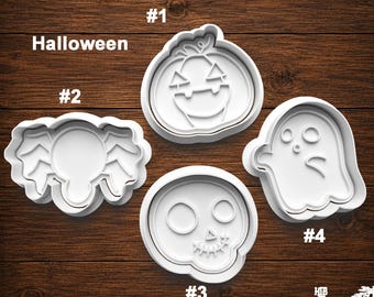Halloween Cookie/Clay Cutters and Stamps - Ghost, Pumpkin, Skull, Spider, Spooky Cookies