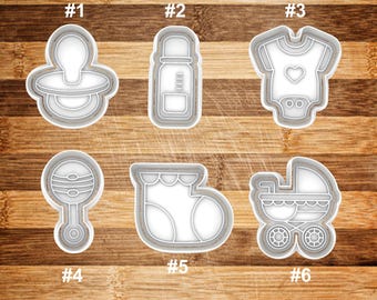 Baby Cookie Cutter | Cookie Stamp | Cookie Embosser | Cookie Fondant | Clay Stamp | Rattle | Onesie | Stroller | Bottle | Pacifier