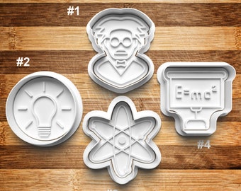 Einstein Cookie Cutter | Cookie Stamp | Cookie Embosser | Cookie Fondant | Clay Stamp | Atom | Science | Relativity | Pysics | E=MC2