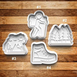 Hiking Cookie Cutter | Cookie Stamp | Cookie Embosser | Cookie Fondant | Clay Stamp | Outdoors | Hiking Boot | Hiker | Wildlife | Trees
