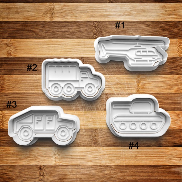 Military Cookie Cutter | Cookie Stamp | Cookie Embosser | Cookie Fondant | Clay Stamp | Helicopter| Cookie Cutter Set | Humvee | Tank |