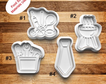 Dad Item Cookie Cutters || 3D Printed Cookie Cutter || Cookie Stamp || Grill || Cookie Embosser || Fathers Day Cutter || Tie || toolbox