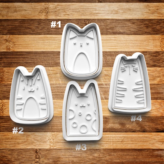Cats Cookie Cutter | Cookie Stamp | Cookie Embosser | Cookie Fondant | Clay Stamp | Felion | Cat | Kitten