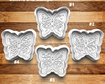 Butterfly Cookie Cutter Set | Cookie Stamp | Cookie Embosser | Cookie Fondant | Butterflies | Insect