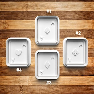 Ace Card Cookie Cutter | Cookie Stamp | Cookie Embosser | Cookie Fondant | Clay Stamp | Spade | Hearts | Clubs | Diamonds