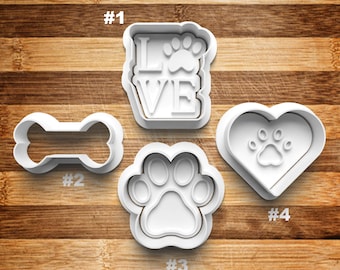 Dog Bone Cookie Cutter | Cookie Stamp | Cookie Embosser | Cookie Fondant | Clay Stamp | Dog | Love Dog | Dog Heart | Clay Earring Cutter