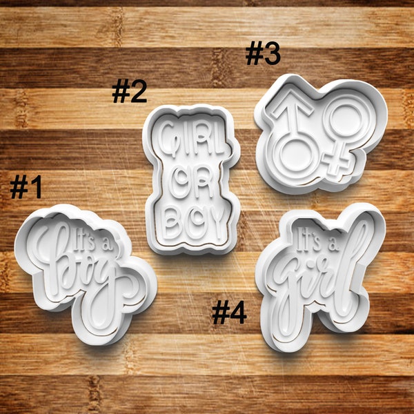 Gender Reveal Cookie Cutters || 3D Printed Cookie Cutter || Cookie Stamp || Its A Boy || Cookie Embosser || Its A Girl || Baby Shower Cutter