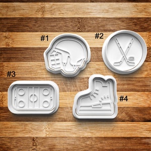 Hockey Cookie Cutter | Cookie Stamp | Cookie Embosser | Cookie Fondant | Clay Stamp | Hockey Helmet | Hockey Skates | Hockey Ice |