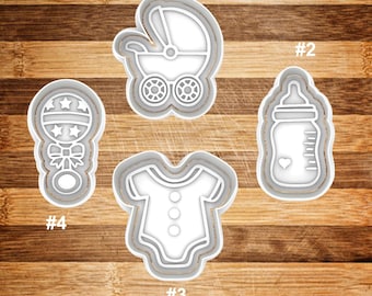 Baby Shower Cookie Cutter | Cookie Stamp | Cookie Embosser | Cookie Fondant | Clay Stamp | Stroller | Onesie | Baby Bottle | Baby Toy |