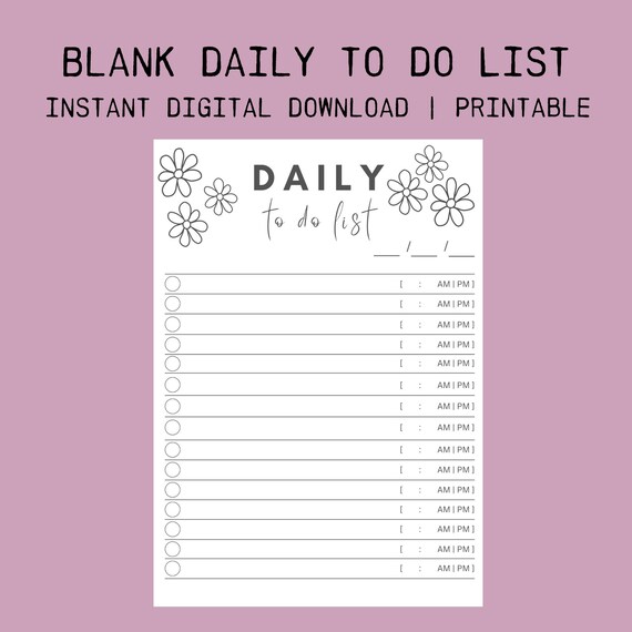 Blank to Do List Printable Printable Checklist Printable - Etsy