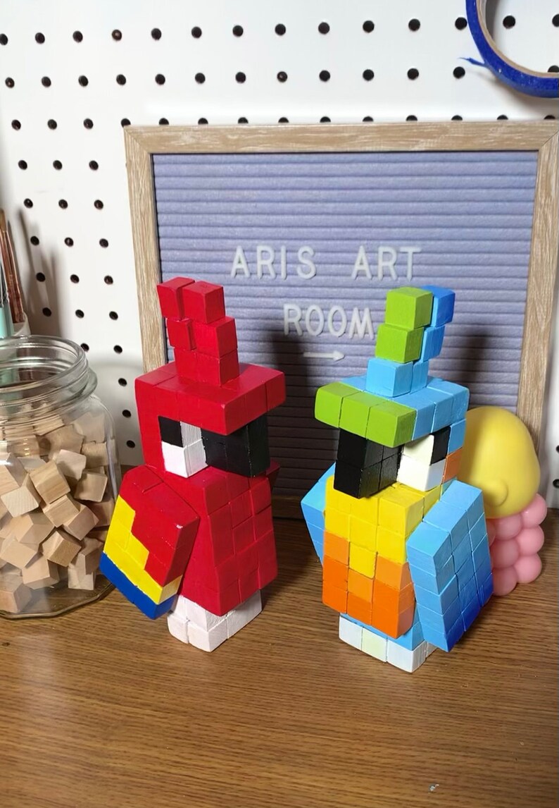 Minecraft Parrot Wooden Craft Block Etsy