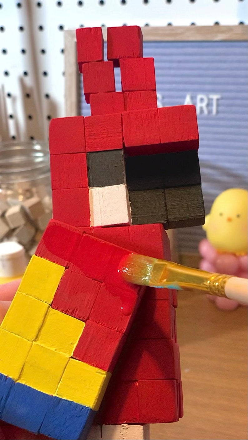 Minecraft Parrot Wooden Craft Block Etsy