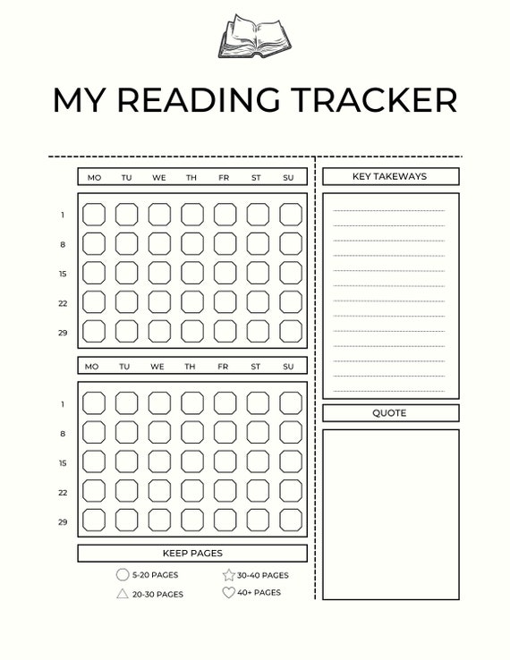 Reading Tracker Printable Reading Journal Bookshelf Insert - Etsy