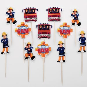 12 x Fireman Sam Cupcake Toppers Cake Topper | Fireman Sam Birthday Party Decorations