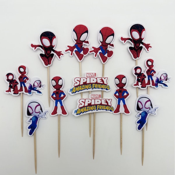 Spiderman Cupcake Toppers Etsy