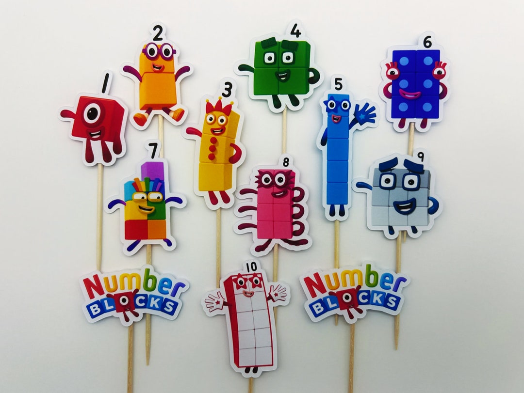 12 X Number Blocks Cupcake Toppers Cake Topper Number Blocks Etsy