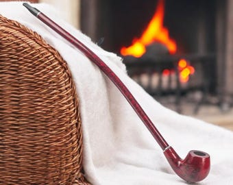 Unique Long Bent Rod Tobacco Smoking Pipe, 41CM Wooden Resin Churchwarden