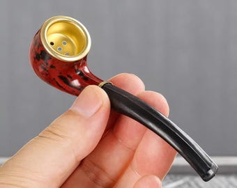 Leopard Print Resin Wood Smoking Pipe – Detachable, Portable Hand Pipe