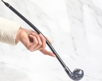 Resin Churchwarden Tobacco Smoking Pipe with Washable Filter - Handcrafted Gift